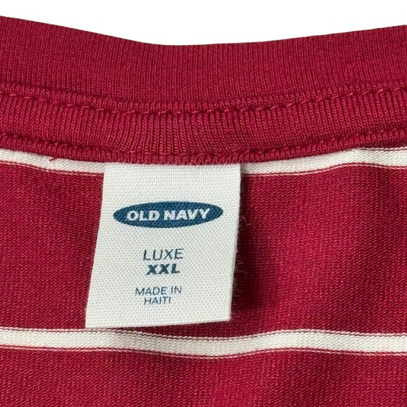 Old Navy Luxe Crew Neck Tunic Top NEW Burgundy Stripe XXL - Picture 6 of 9